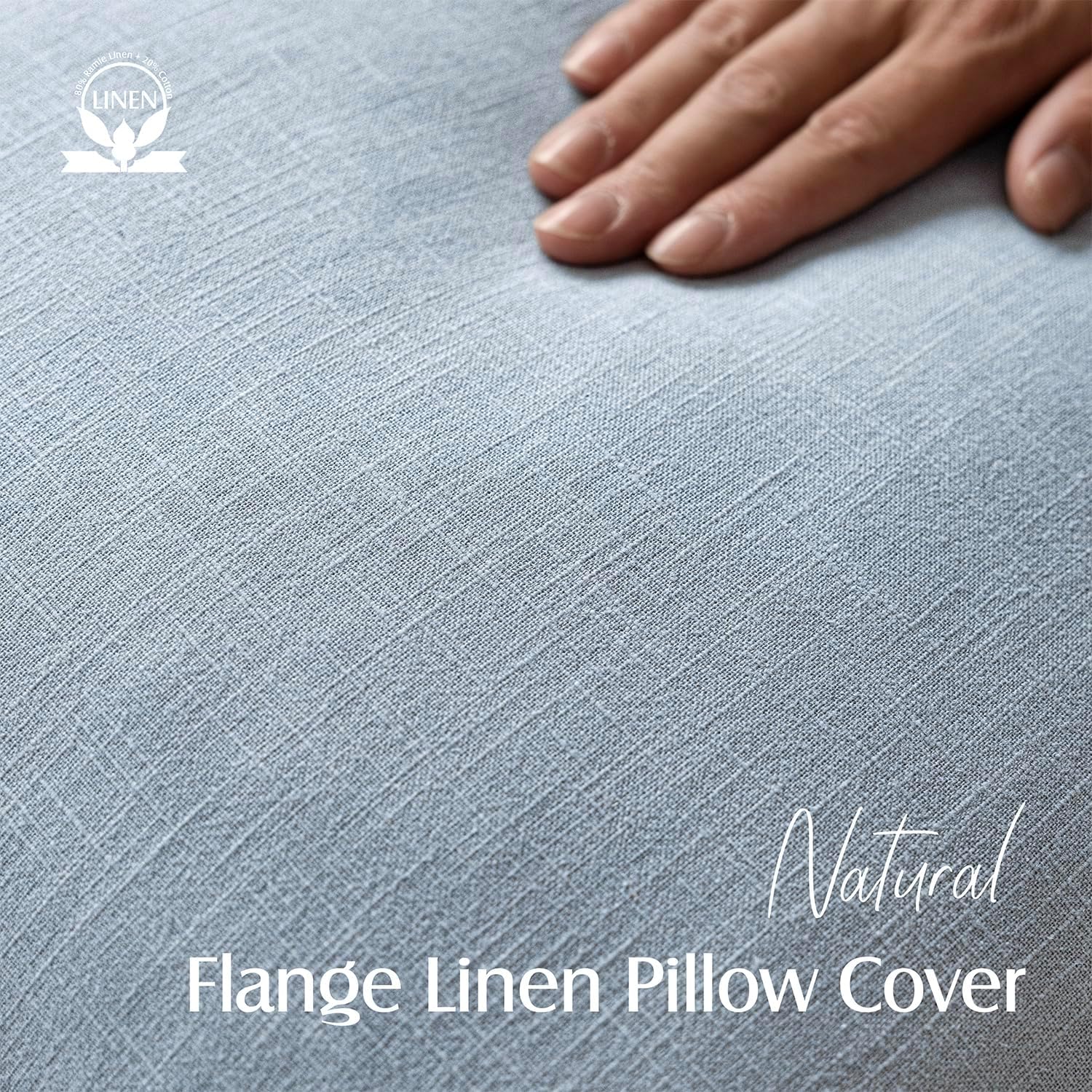 Foindtower Pack of 2, Decorative Linen Soild Throw Pillow Covers Soft Accent Lumbar Cushion Case Boho Farmhouse Pillowcase for Chair Couch Sofa Bedroom Living Room Home Decor 12 x 20 Inch Sky Blue - Image 2