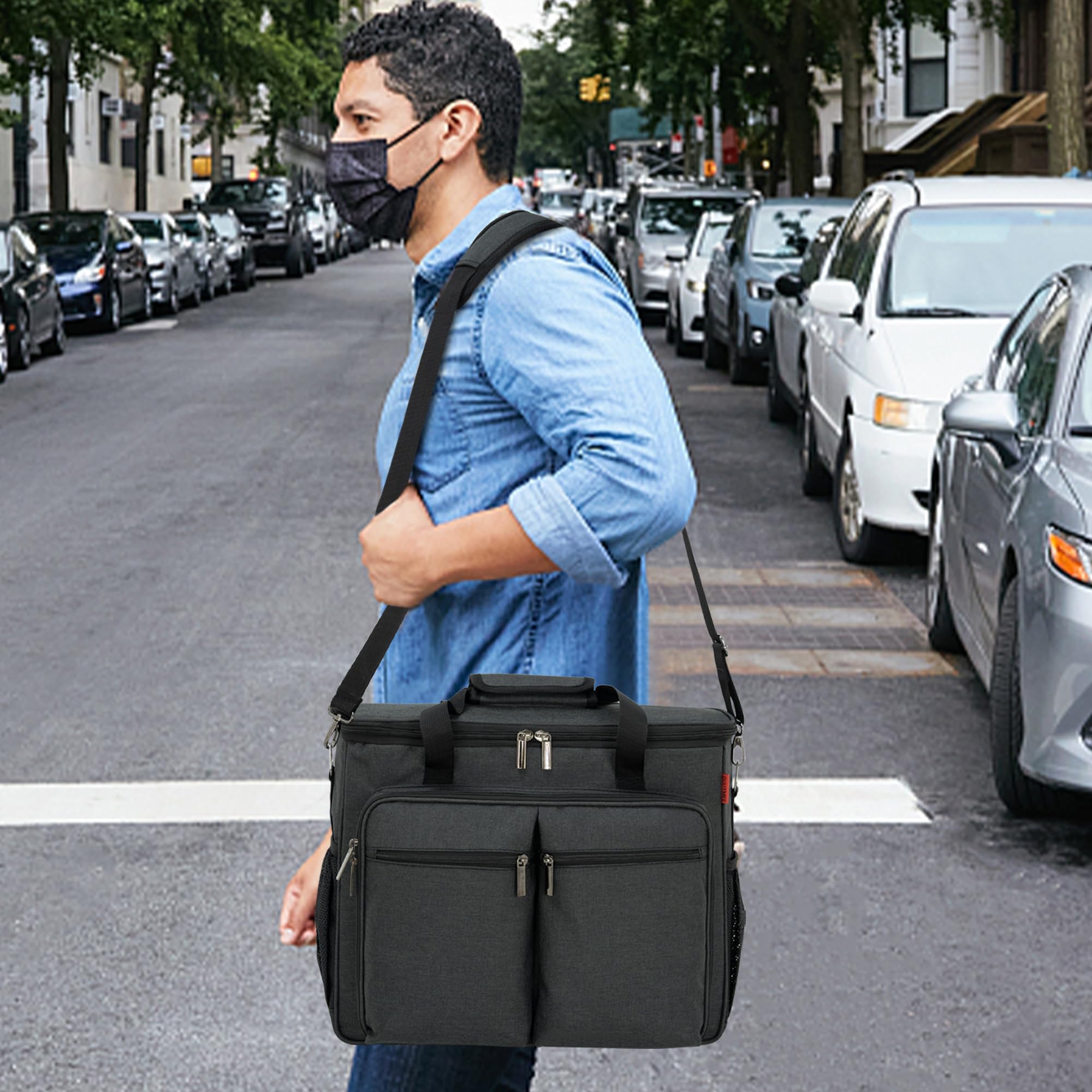 OUUTMEE Borsa da barista, kit da viaggio per shaker da cocktail, custodia portatile con scomparti per bottiglie di vino, per viaggi, casa, feste al chiuso e all'aperto (borsa senza attrezzi)