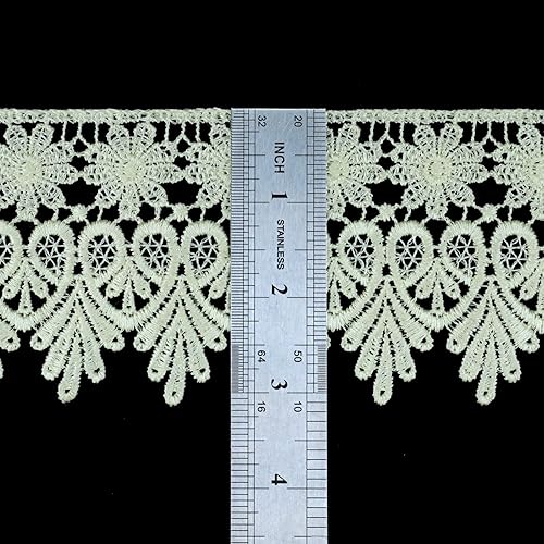 Miniatura 2 de IDONGCAI Cinta de encaje de guipur de Venecia de 5 yardas de ancho de 3 pulgadas de ancho, borde de encaje, adorno para vestido de novia, decoración