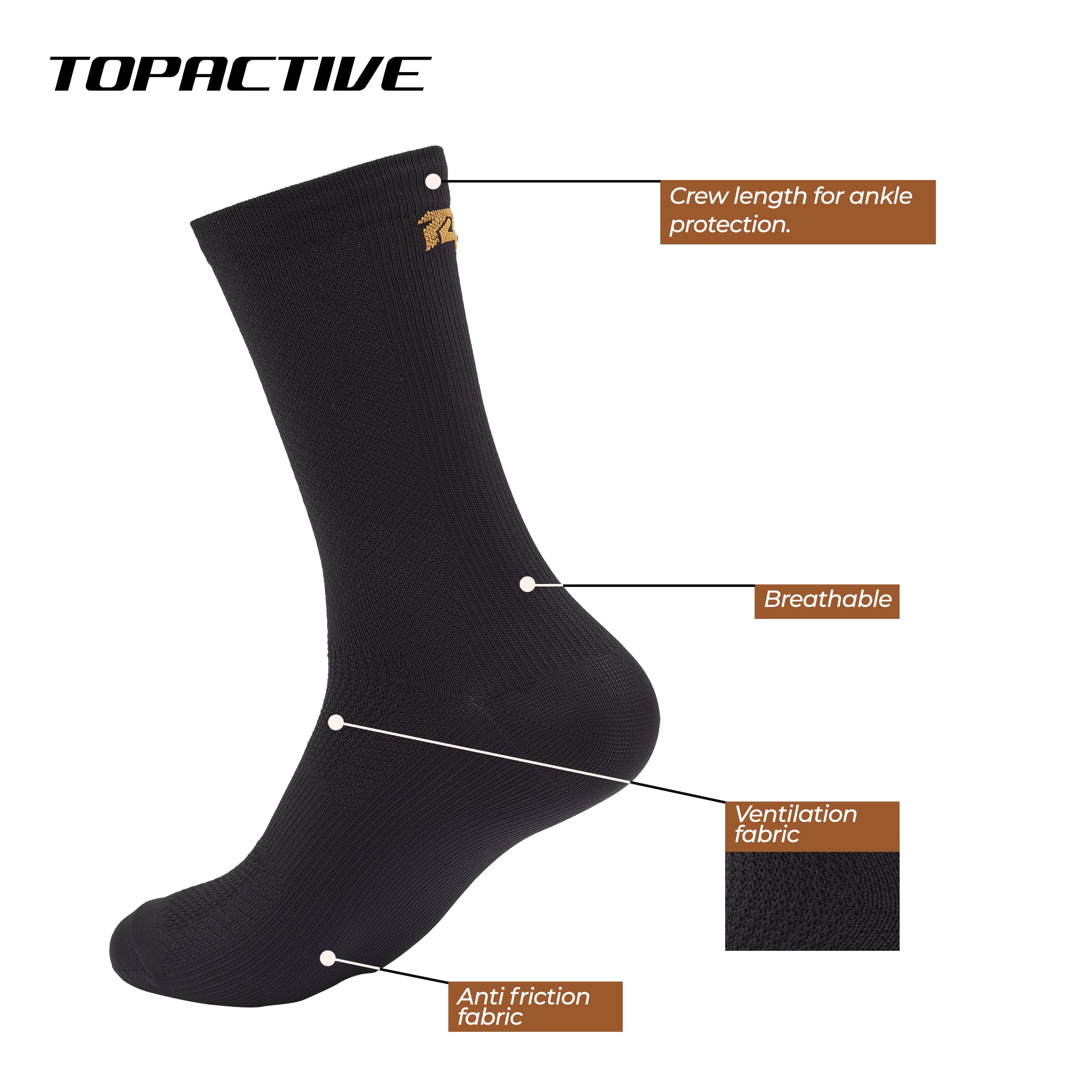 Calcetines Altos Transpirables para Ciclismo, Running y Trail Running, Trekking (Pack de 3)