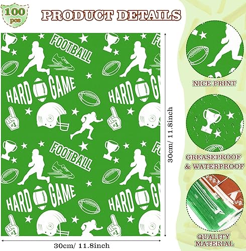 Miniatura 3 de 100 piezas de suministros de fiesta de fútbol de 1.1 libras, 50 bandejas de papel para servir barcos con 50 papeles de forro resistentes a la grasa,