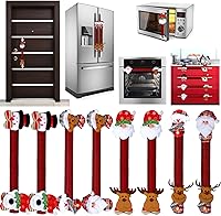 Vista 9 de Boao Funda navideña para manija de puerta de refrigerador, muñeco de nieve de Papá Noel, fundas decorativas para nevera, microondas, horno
