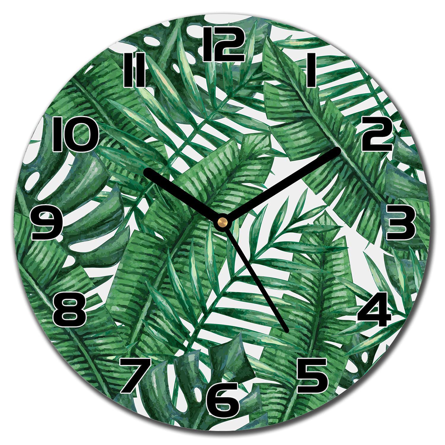 Horloge en verre de sécurité imprimé jungle monstera aux finitions soignées
