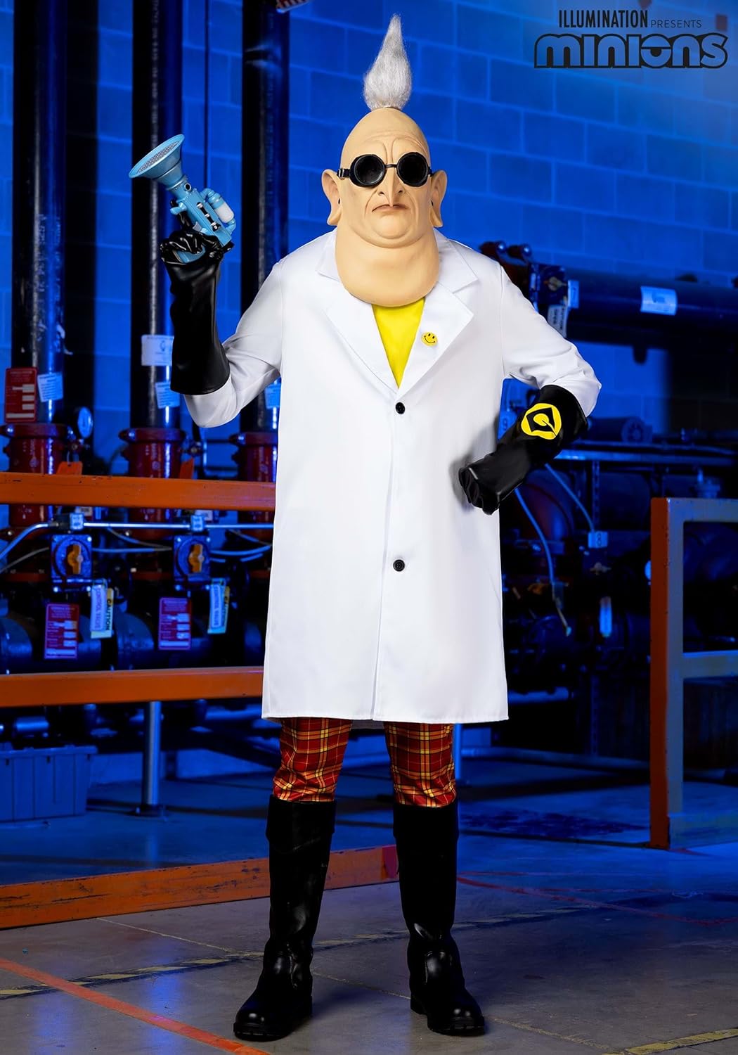 Adult Dr. Nefario Costume | Men's Despicable Me Movie Gru's Gadgeteer Supervillain Outfit with Lab Coat, Mask, Pants, Gloves - Image 2