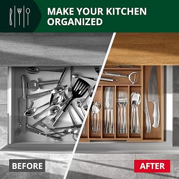 Kitchen Drawer Organizer Brown Bamboo 9 Slot - Wooden Cutting Boards for Kitchen Meal Prep & Serving - Bamboo Wood Serving Board Set with Deep Juice Groove Side Handles