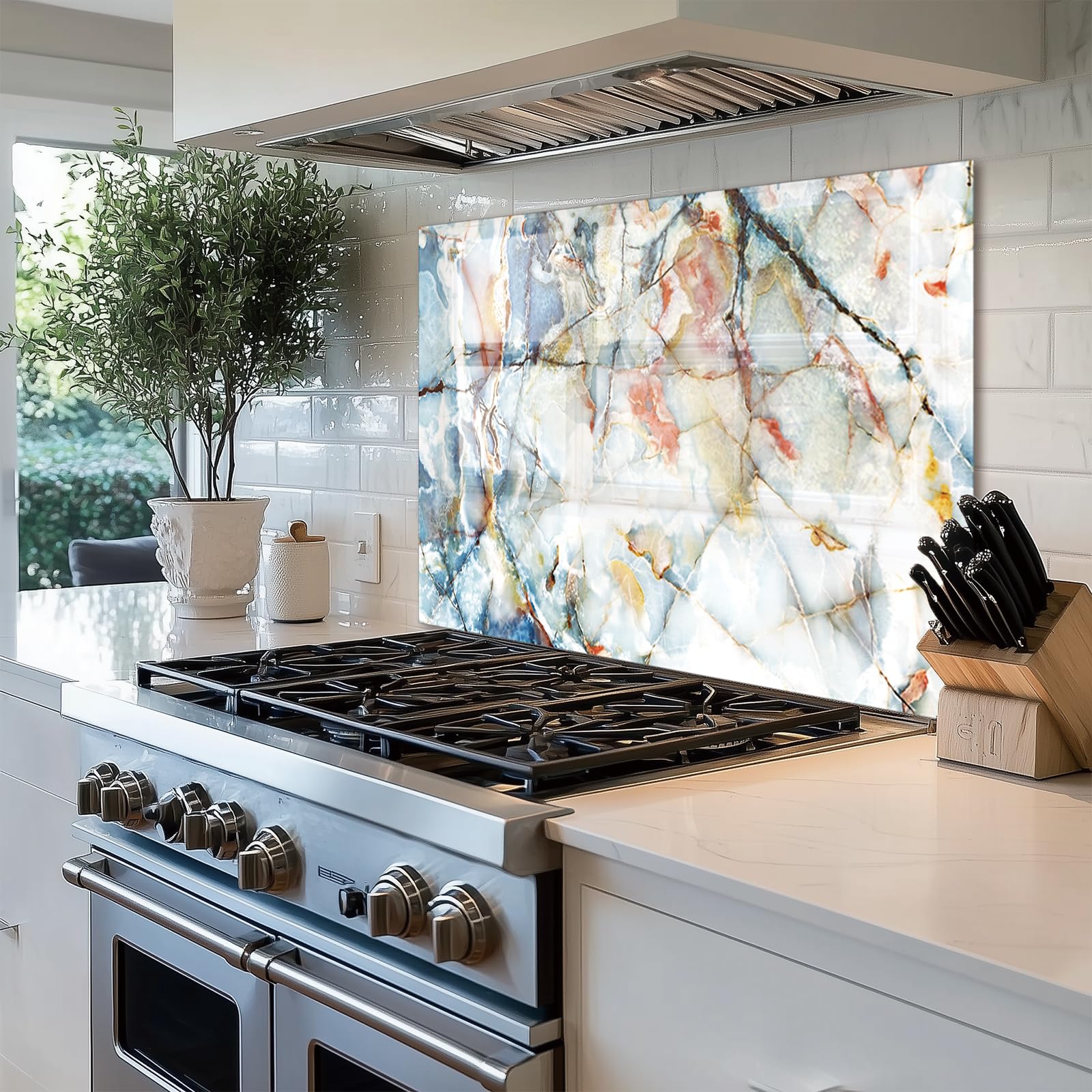 Tempered Glass Backsplash For Kitchen Behind Stove,Mosaic