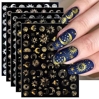 Amazon.com: JMEOWIO 10 Sheets Moon Star Sun Nail Art