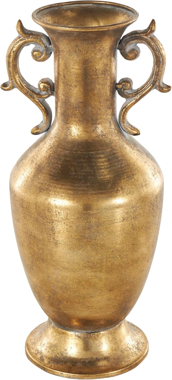 Deco 79 Metal Decorative Vase Weathered Vintage Amphora Centerpiece Vase with Sc…