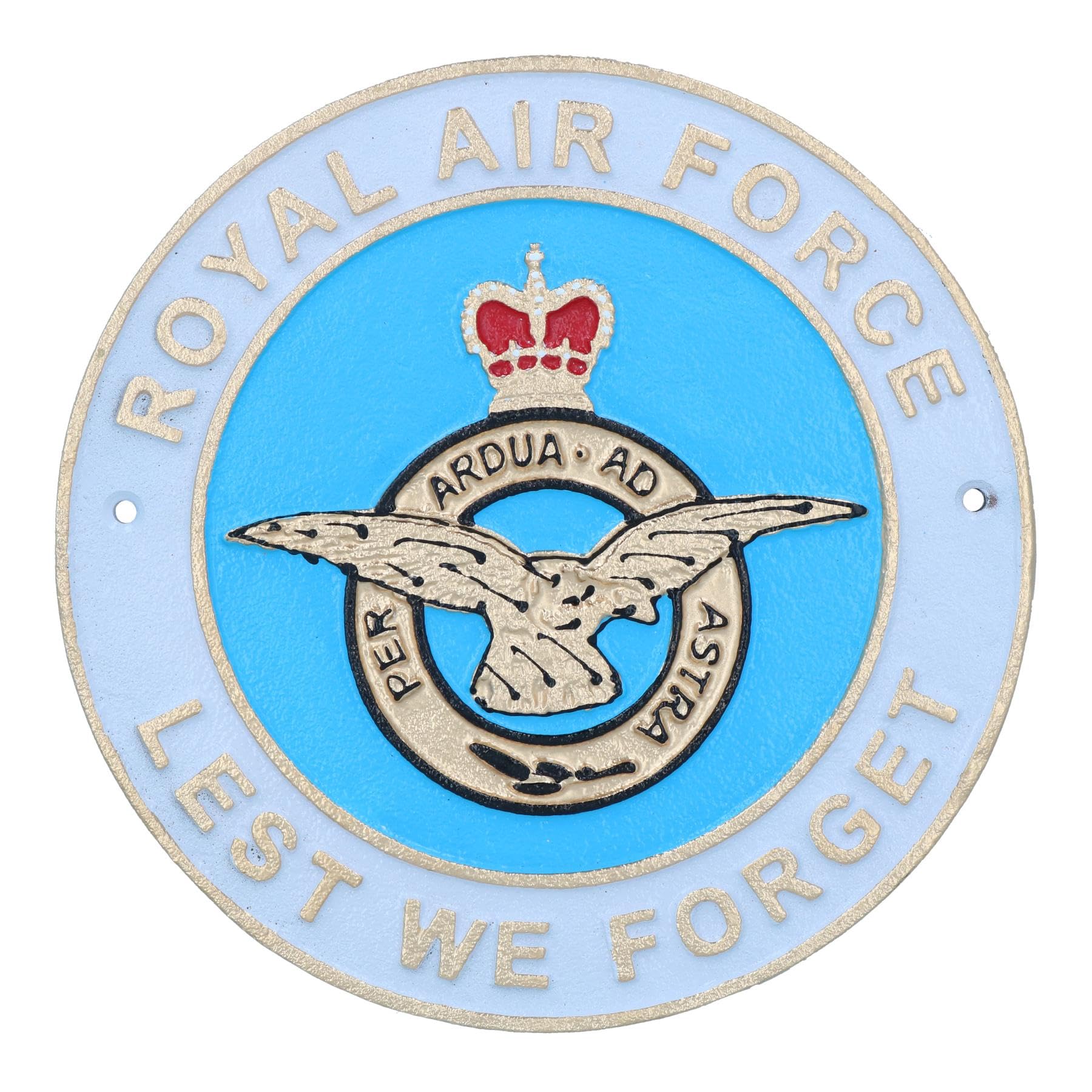 RAF Royal Air Force Lest We Forget Military Army Cast Iron Sign Plaque Emblem