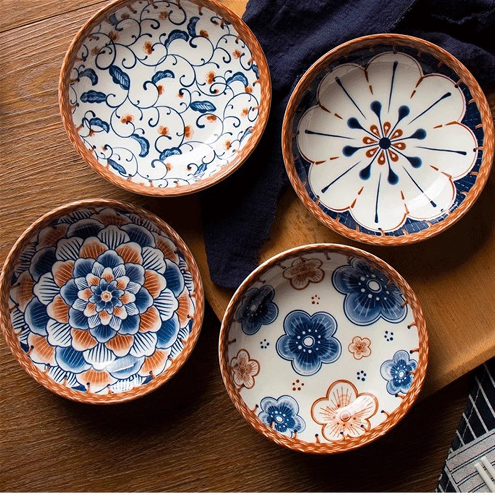 Couverts en céramique, bol à salade, bols à tremper en céramique de style japonais, plats d'assaisonnement, assiettes à collation, applicabilité aux sushis, à la sauce soja, aux desserts, aux fruits