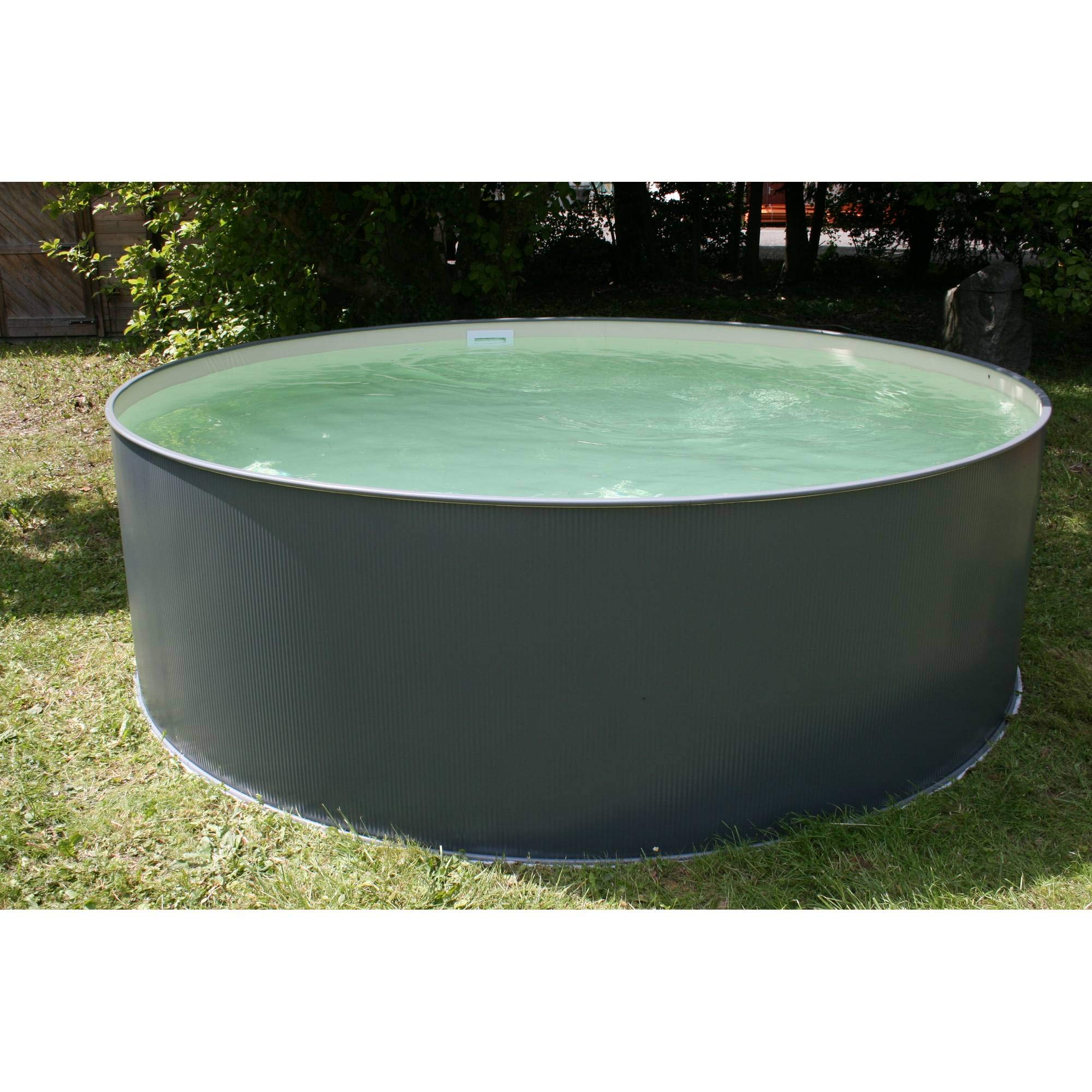 Planet Pool Okrągły basen ze stali nierdzewnej, rozmiar do wyboru, głębokość 90 cm, stal 0,3 mm, antracyt, blacha piaskowa 0,2 mm, nakładka 350 x 90