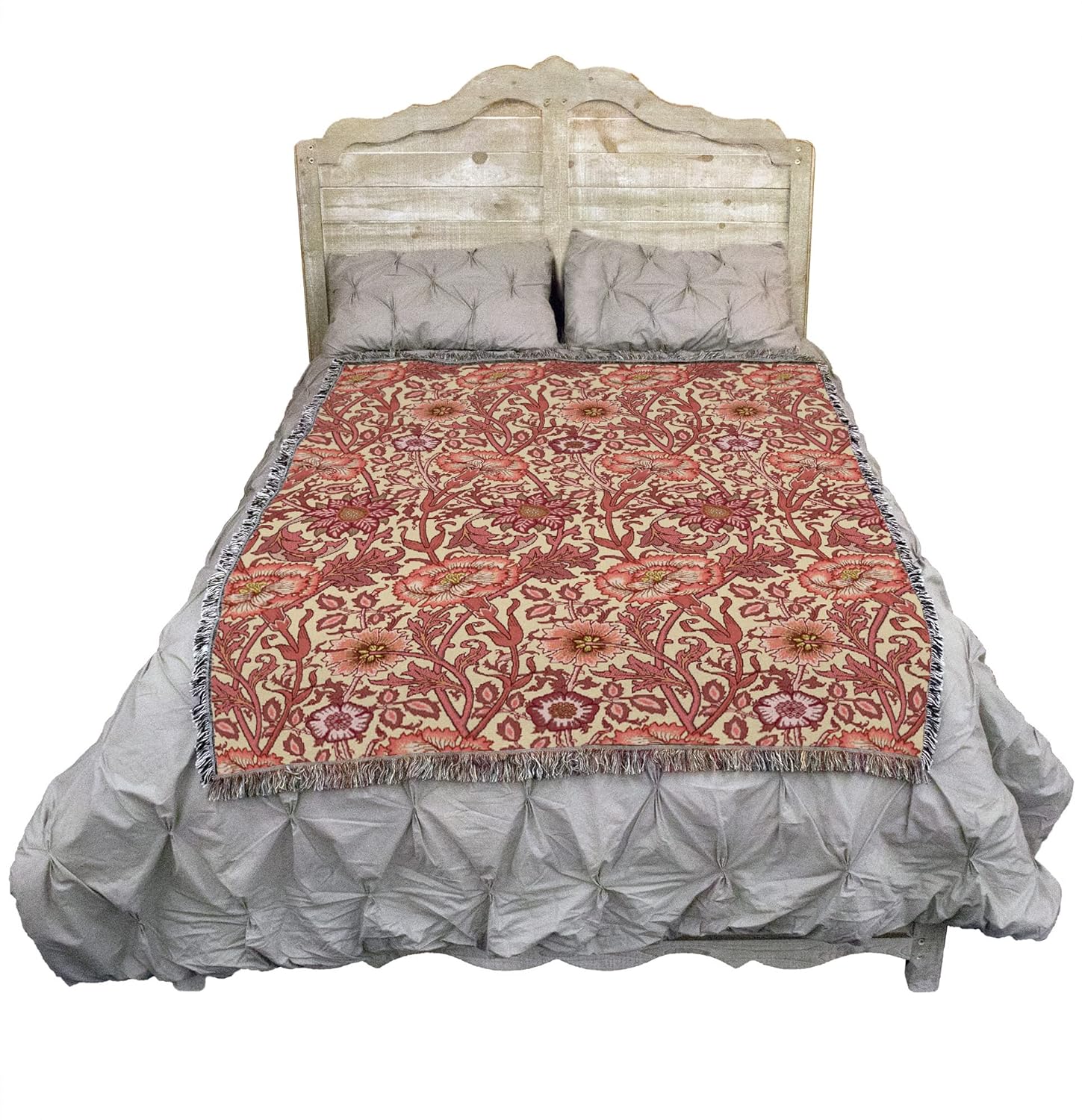 Pure Country Weavers William Morris Pink and Rose Amaranth Blanket - Arts & Crafts - Gift Tapestry Throw Woven from Cotton - Made in the USA (72x54)