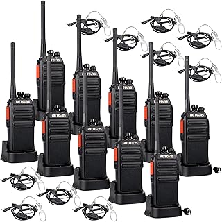 Retevis H-777S Walkie Talkies for Adults, 2 Way Radio Long Range, Walkie Talkies with Earpiece and Mic Set,USB Charging Base,Rugged Walkie Talkie Rechargeable for School Security Church (10 Pack)