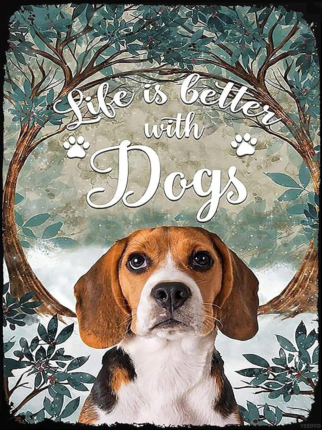 YEEIFFD 5D Diamond Art Smiling Beagle Life is Better with Dogs Diamond Painting Kits for Adults Paint by Number for Home Recreation and Wall Decoration 12 x 16 inch