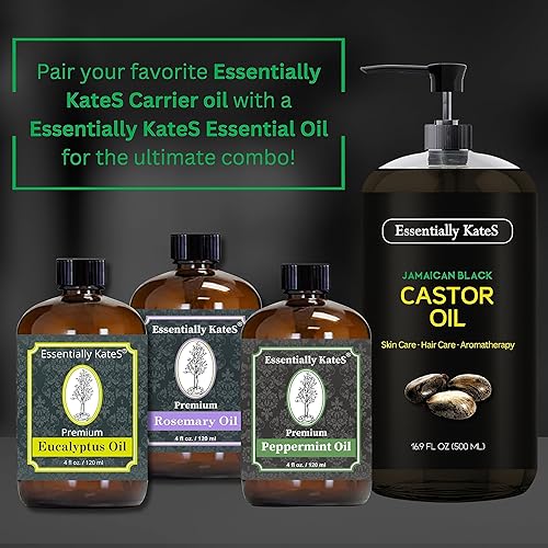 Miniatura 8 de Essentially KateS Aceite de ricino negro jamaicano, 16.9 onzas líquidas, rico en vitamina E, ácidos grasos omega y minerales, aceite portador para