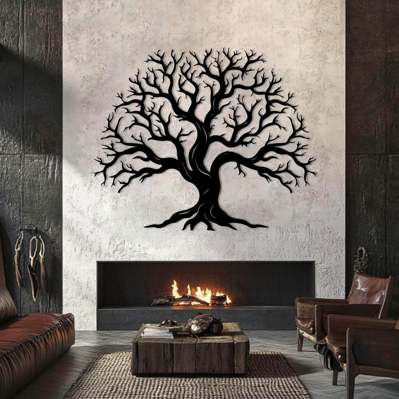 Decoración de Pared de Metal con Árbol de La Vida Grande Árboles Genealógicos Decoración para El Hogar Sala de Estar Oficina Dormitorio Casa de Campo (Dorado 105 X 85 Cm)