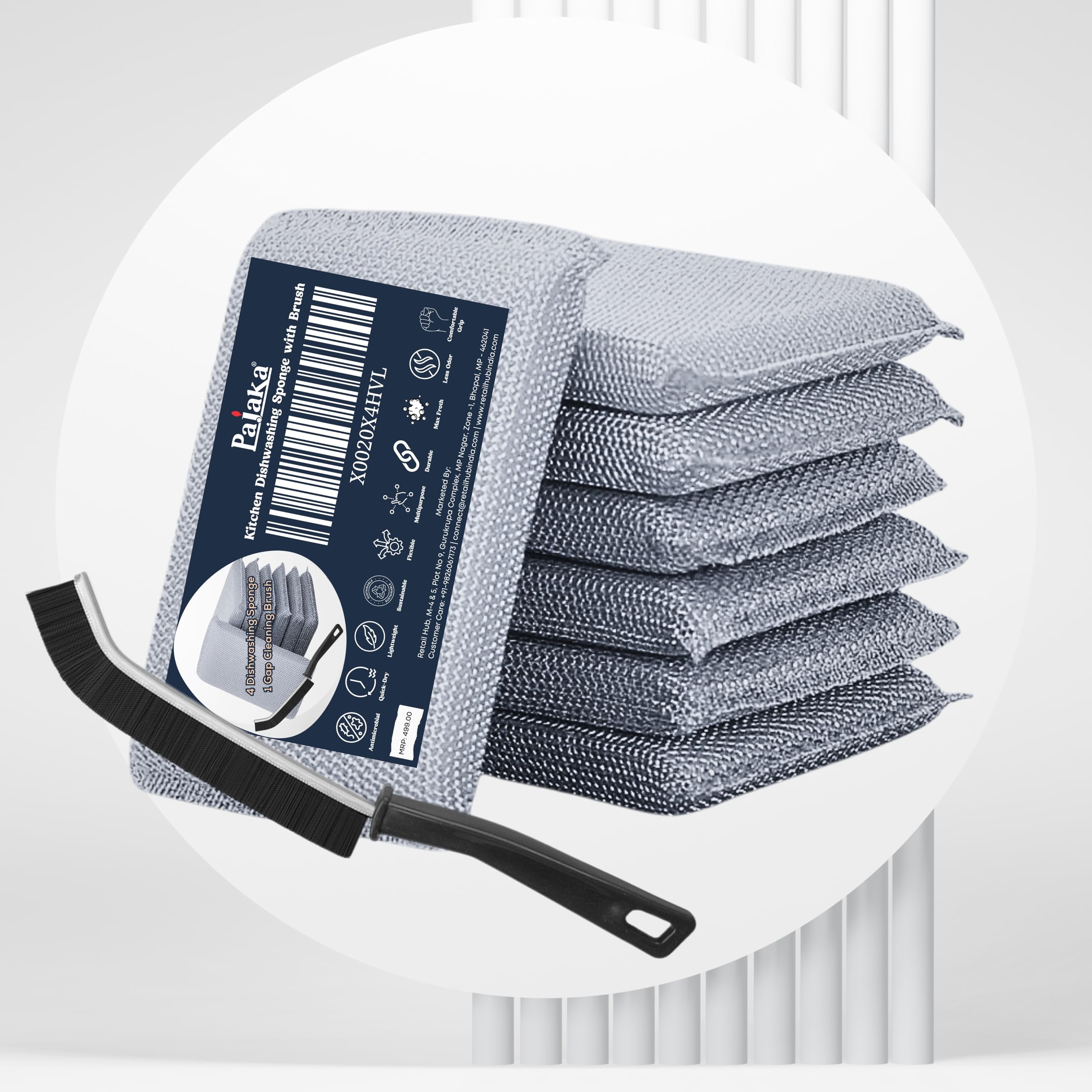PAJAKA® Pack of 4 Sponge Scrubs and 1 Cleaning Brush Scrubbers and Gap Cleaning, Multipurpose Bathroom and Toilet Cleaning Tools, Essential Kitchen Gadgets Pack of 4 Sponge with Brush (B0D2TZPFXG) Amazon Price History, Amazon Price Tracker