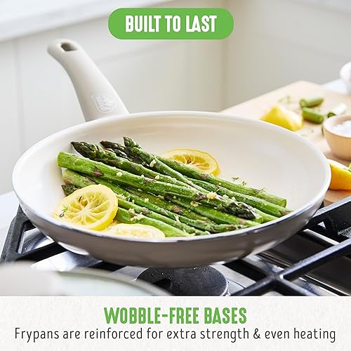 Miniatura 6 de GreenLife - Juego de 16 piezas de ollas y sartenes antiadherentes, mangos de agarre suave, sin tóxicos, sin PFAS, ollas y sartenes de cerámica, apto