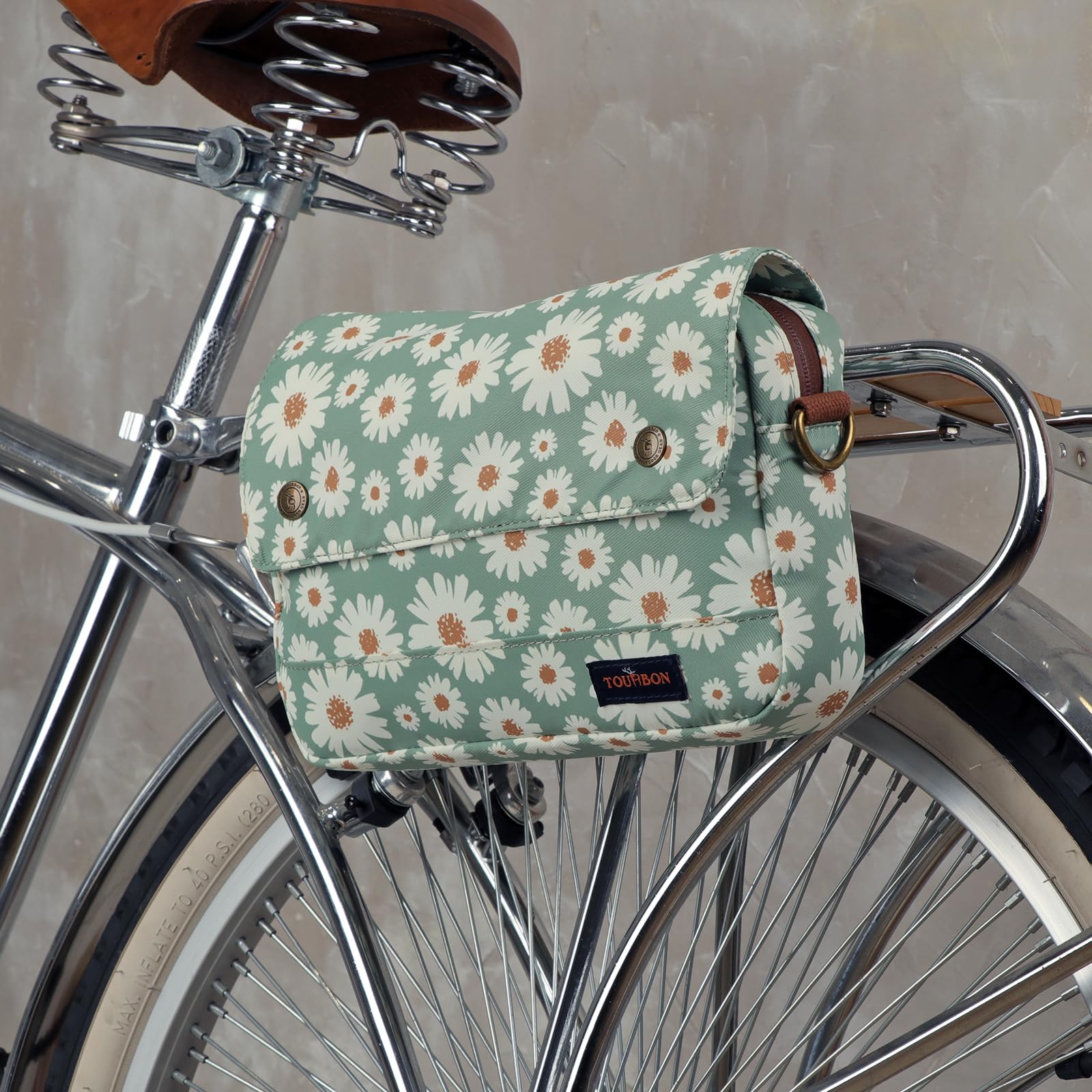 Tourbon Sacoche de vélo en Toile imperméable Motif Fleurs