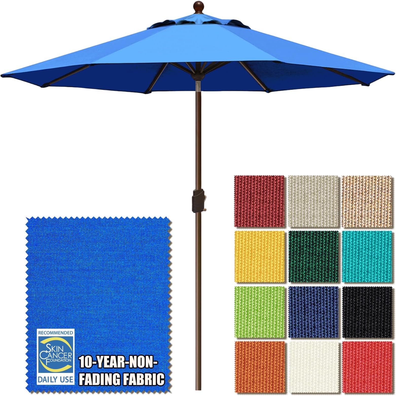 Market Umbrella Patio Umbrella Outdoor Table Umbrella with Ventilation and 10 Years Non-Fading Top