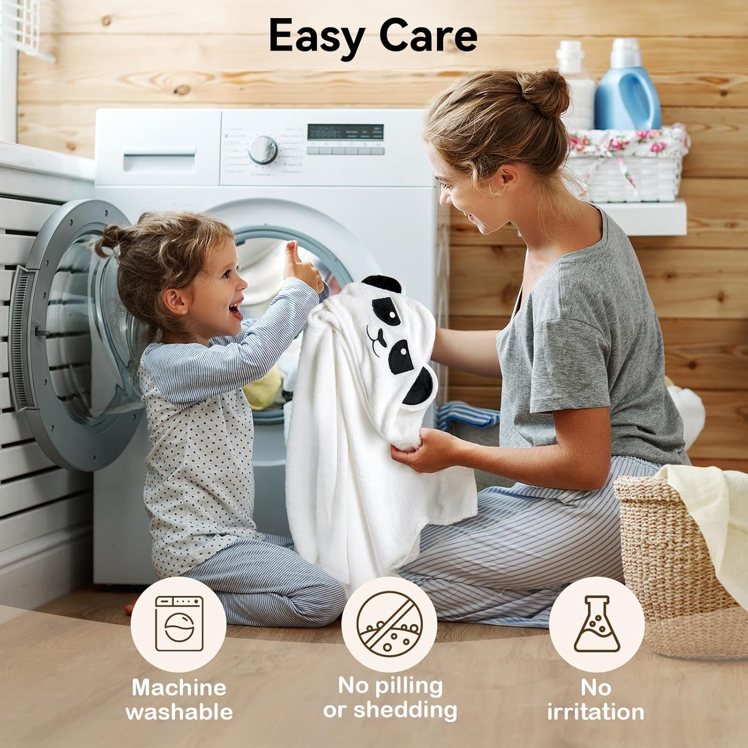 BubblePanda Hooded Baby Towels for Newborn, Rayon Made from Bamboo Baby Bath Towels with Hood for Boys Girls Toddlers Super Soft & Absorbent Newborn Bath Essentials (30 X 30 Inch)