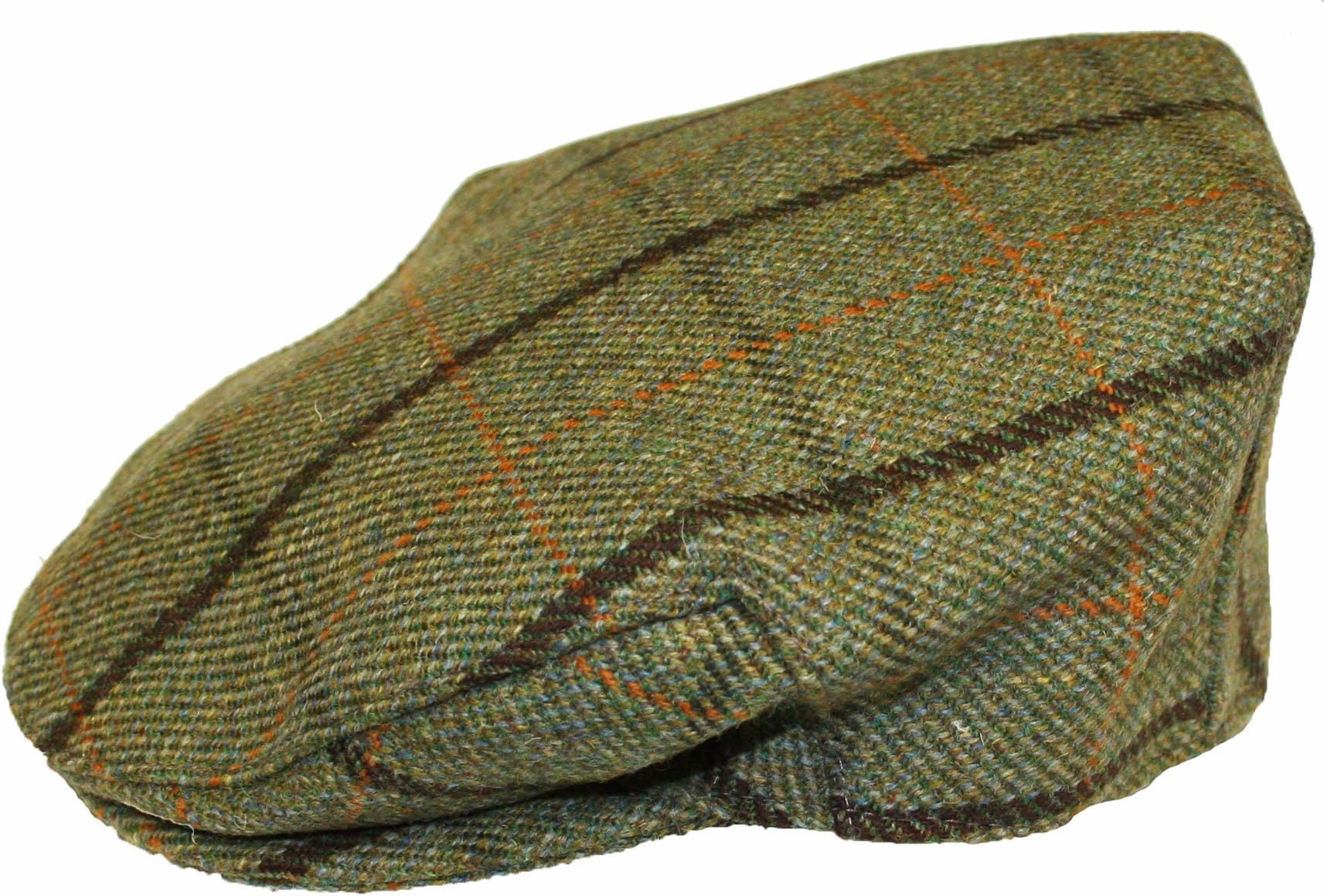 Henry Thomas Mens Ladies Adult Teflon Coated Country Check Tweed 100% Wool British Made Flat Cap - 310-Olive - One Size
