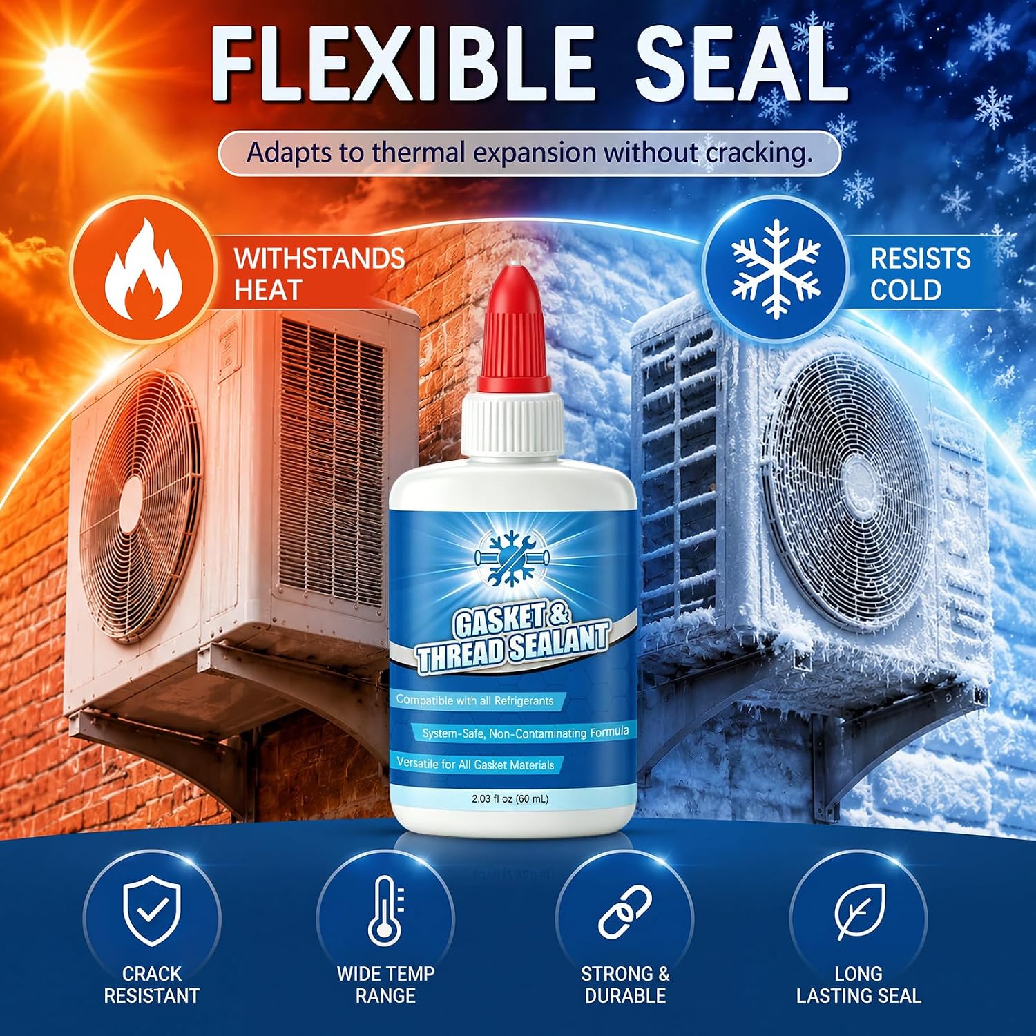 60 ml HVAC Gasket and Thread Sealant, Non-Hardening AC Gasket Sealer,1 Pack