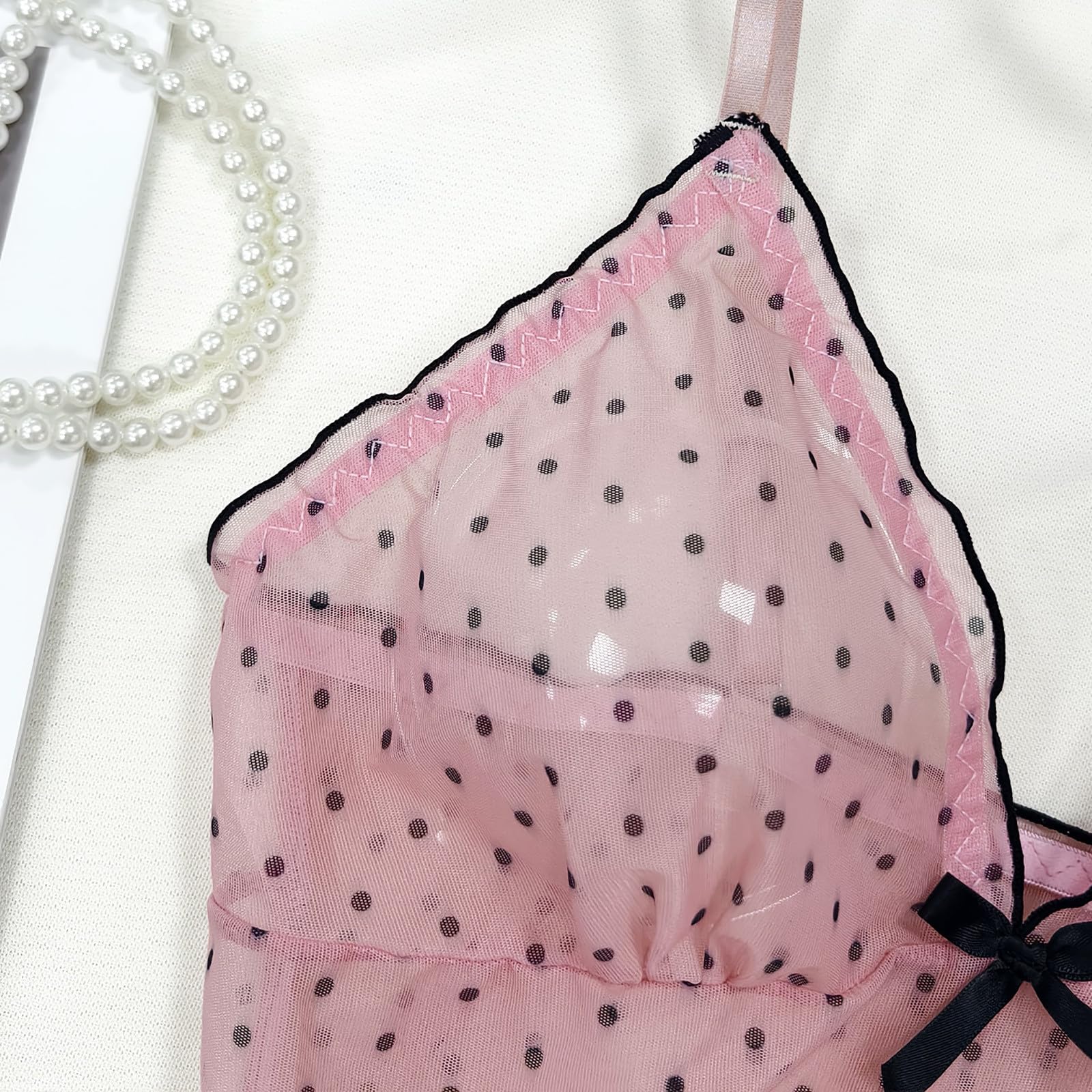 Women Sexy Nightgown Lace Babydoll Chemises Boudoir Seductive Sleepwear Full Slip Transparent Erotic Sleep Nightdress: 01#pink Large