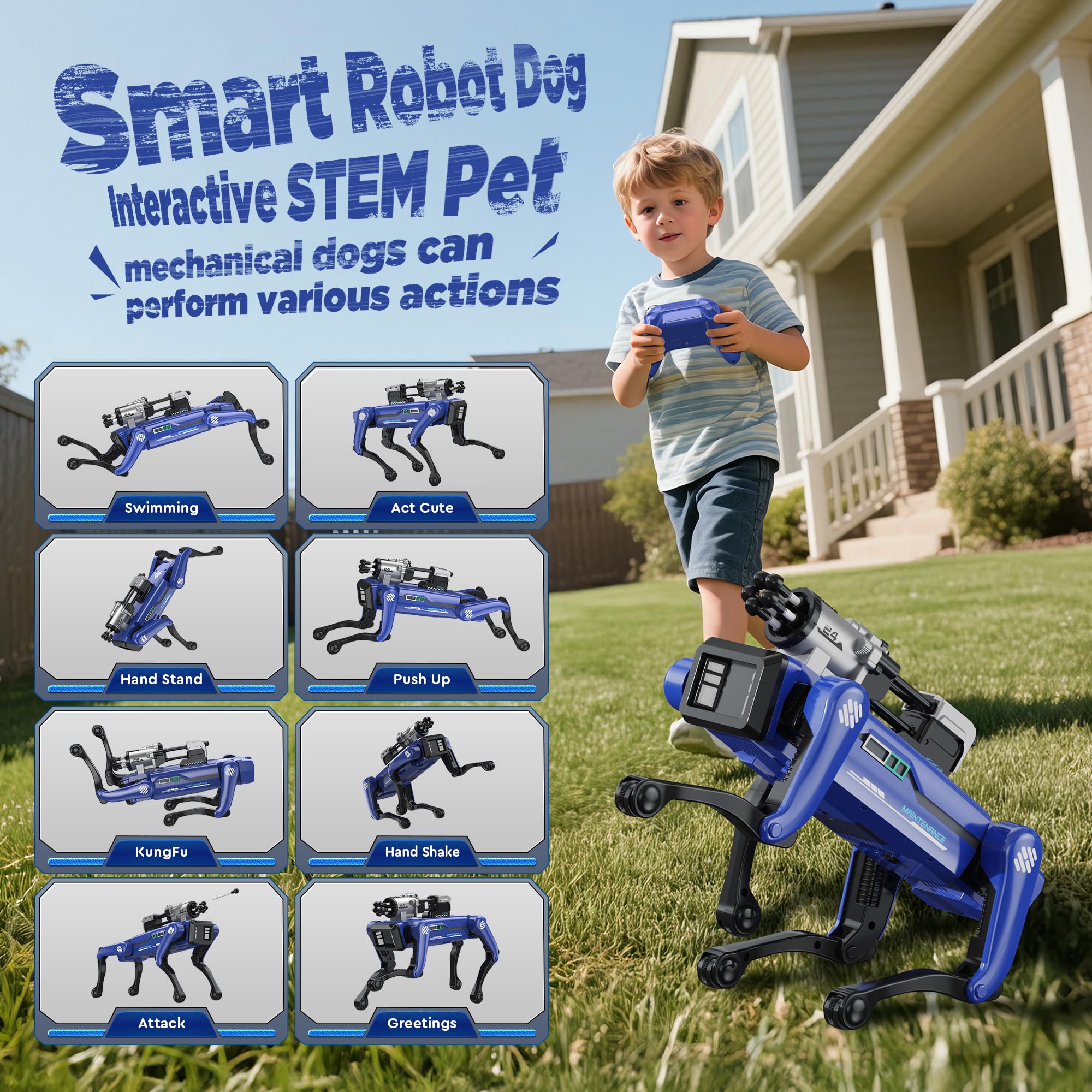 Robot Dog - Juguetes interactivos STEM con voz y control remoto, más de 30 acciones realistas, juego programable, rango de 25 m, duradero y seguro, el mejor regalo para niños a partir de 6 años