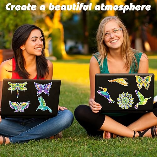 Miniatura 6 de Copkim 16 piezas de imanes de arte de diamante de verano para refrigerador, calcomanías de libélula, mandala colibrí, pintura de diamante,