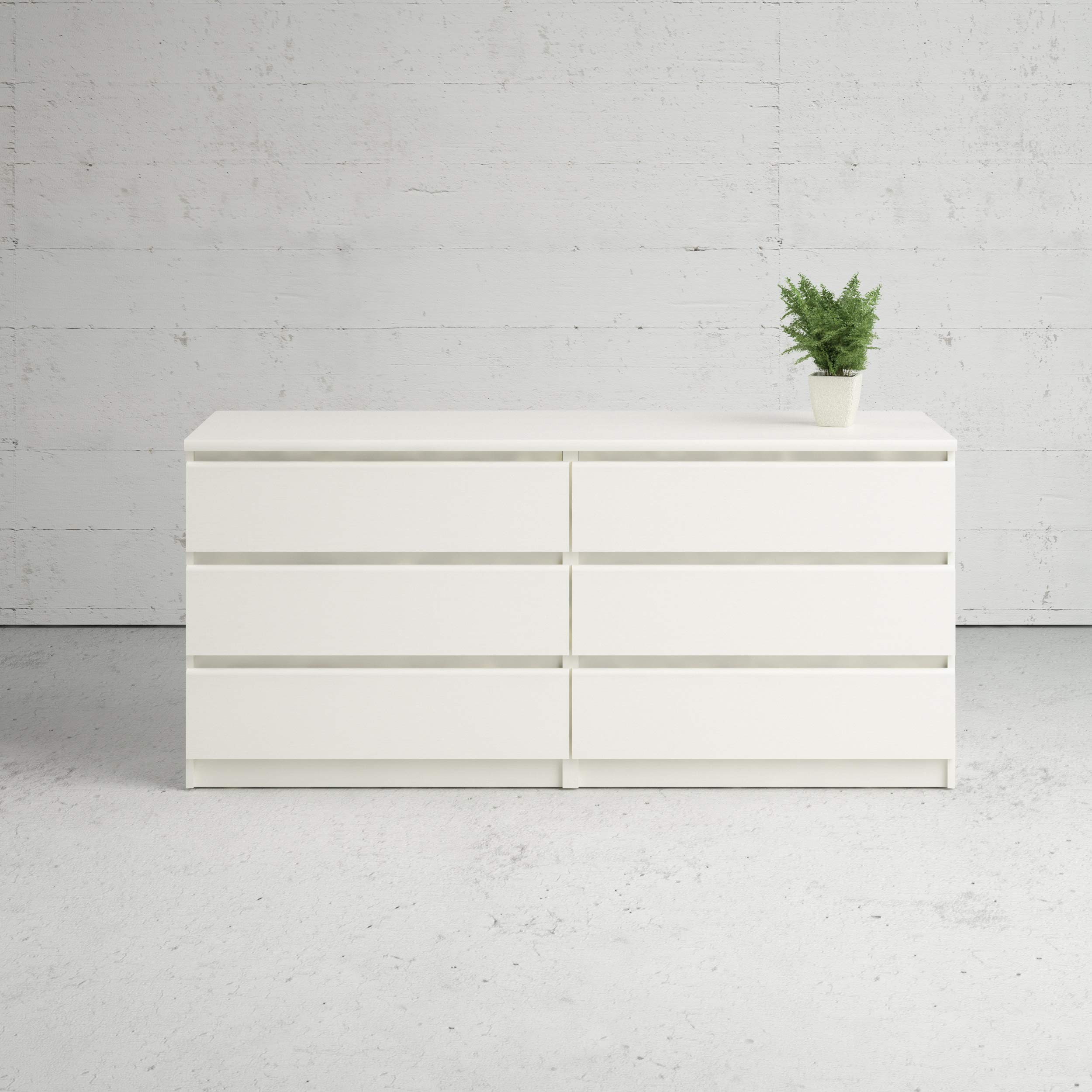 Tvilum Scottsdale 6 Drawer Double Dresser, White Wood Grain