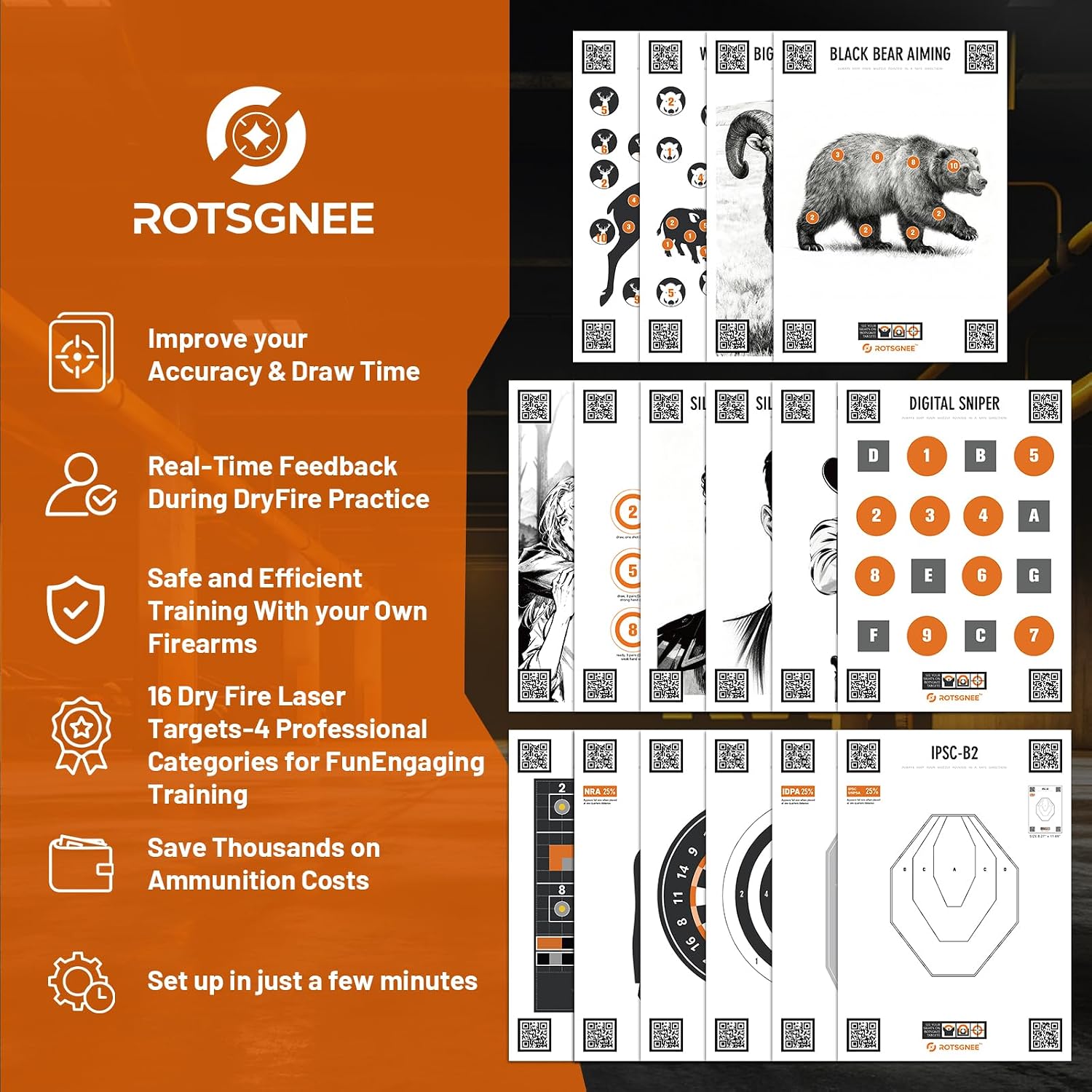 Dry Fire Laser Training System for 9mm | Complete Starter Kit with Laser Cartridge, Target & Phone Holder, 16 Targets| App-Based Shot Tracking (No Subscription) – Save on Ammo & Range Fees
