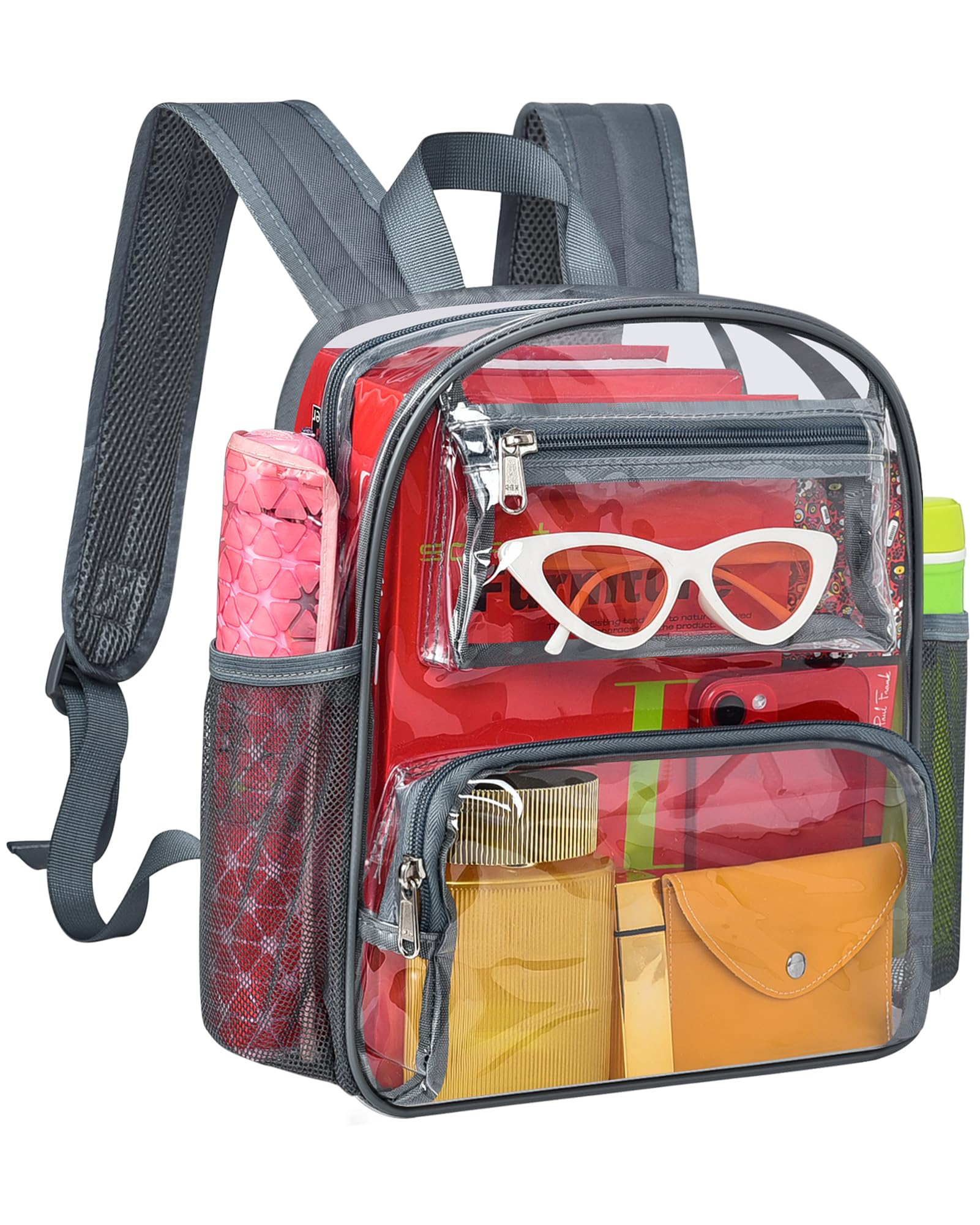 MAY TREE Clear Backpack Stadium Approved for Women and Men, Clear Bag for Stadium Events Concert Sporting Festival, Grey