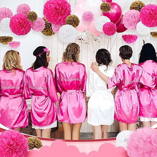 Miniatura 5 de Estune 48 pompones de papel de seda de 14, 12, 10, 8 y 6 pulgadas, decoración para bodas, cumpleaños, despedidas de soltera, baby shower, decoración