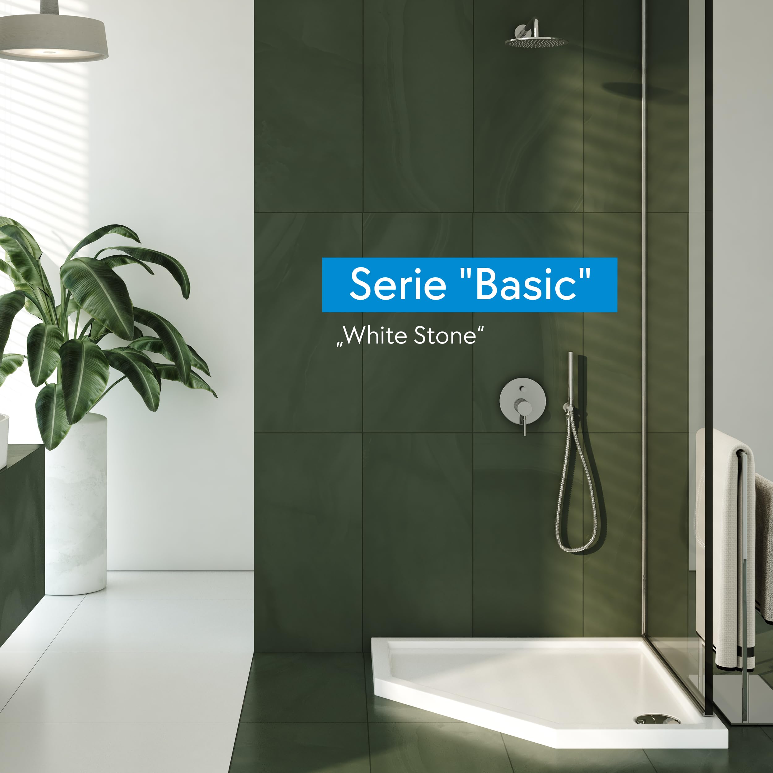 AQUABAD Duschwanne/Duschtasse | Basic Smooth White 90x90cm Fünfeck