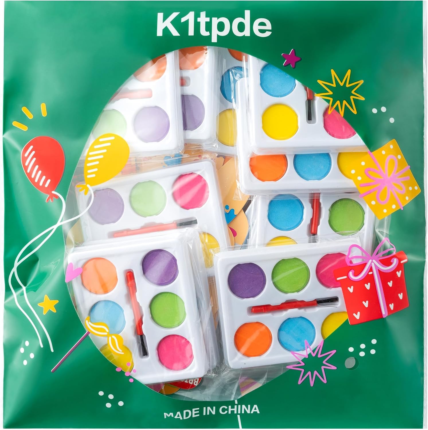 K1tpde 24 Pack Valentines Watercolor Paint Set with Gift Cards for Kids, Bulk Valentine’s Day Gifts for Boys Girls School Classroom Prizes Exchange Gift, DIY Mini Paint Set Funny Valentine Party Favor