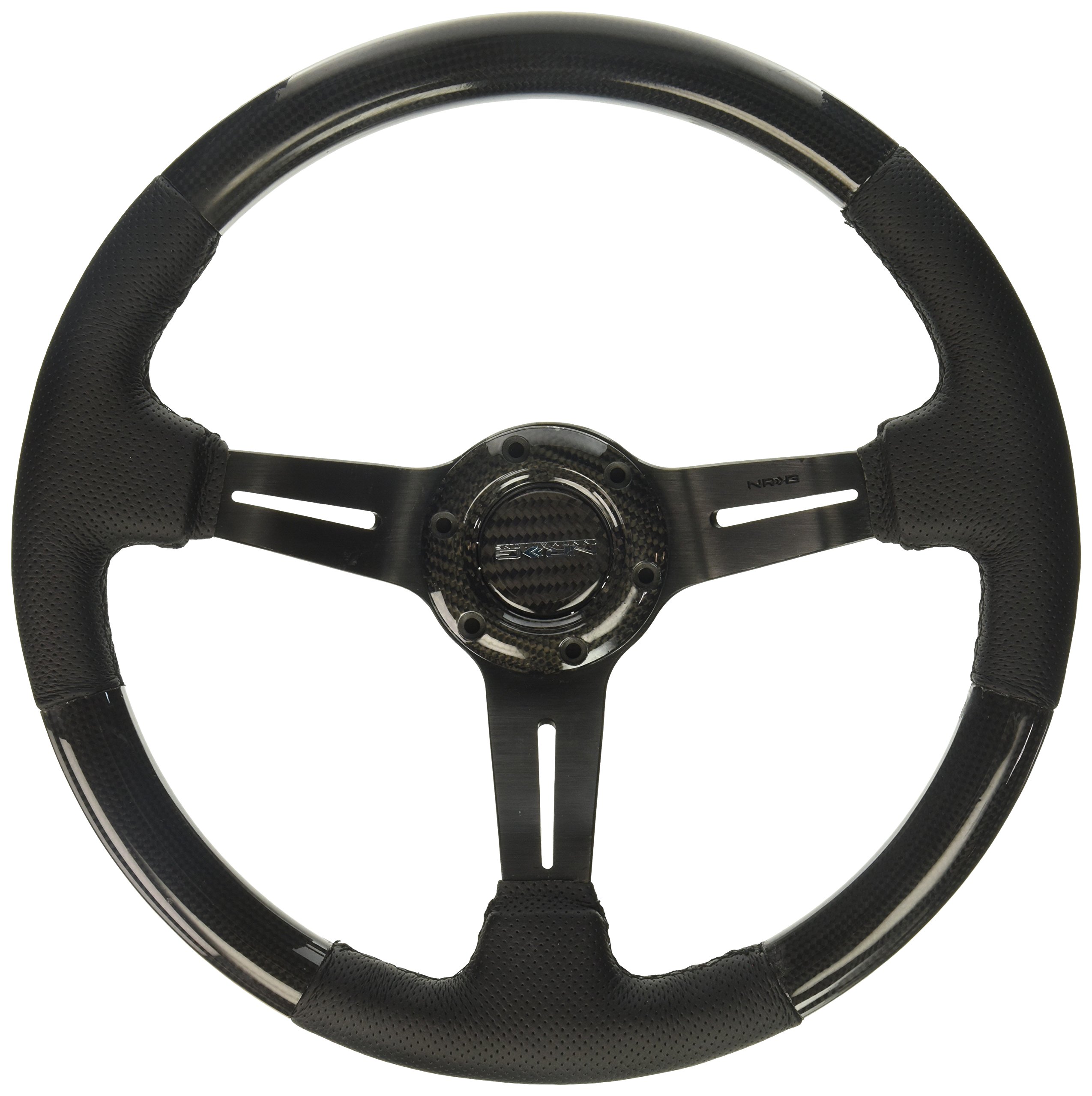 NRG Innovations ST-010CFBS Carbon Fiber Steering Wheel with Leather Accent (350mm 1.5