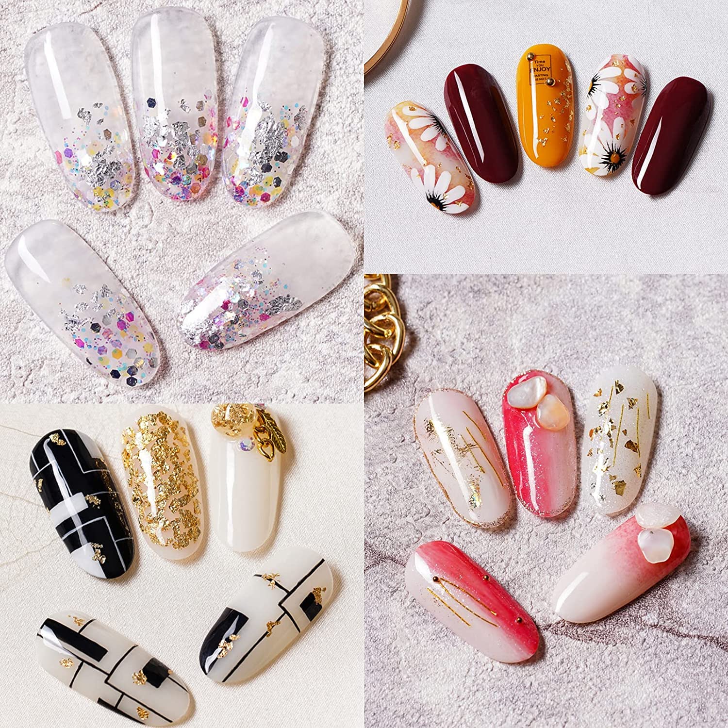 Gendako 3 Bolsas Copos Hojas Metálicos, Pan de Oro de Imitación Lámina Metálica de Oro Hojas de Papel de Aluminio Dorado para joyería de Resina, Pintura, Manualidades y Arte de uñas