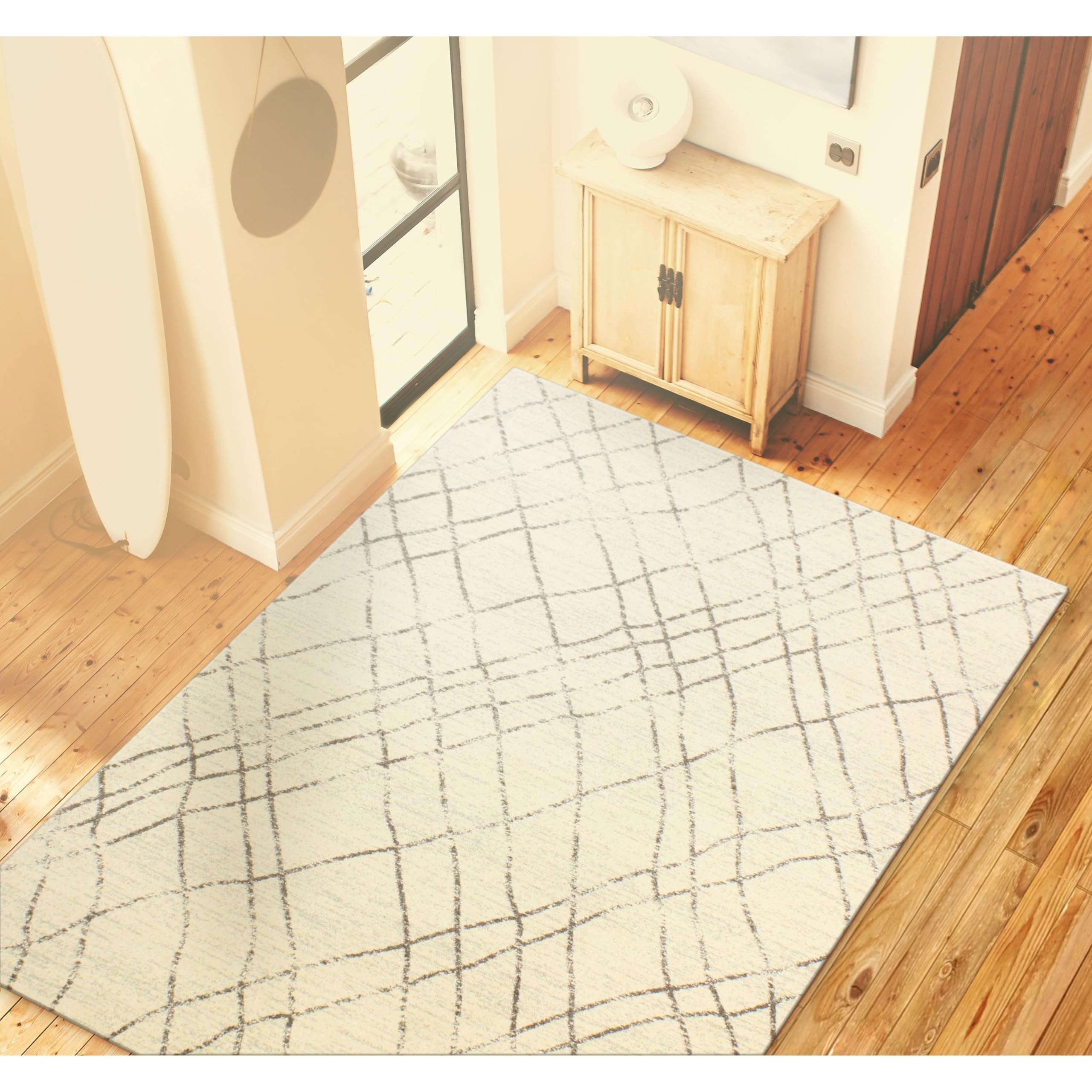 Bashian Everek Collection Machine Made Polypropylene Area Rug, 7.6' x 9.6', Ivory/Grey