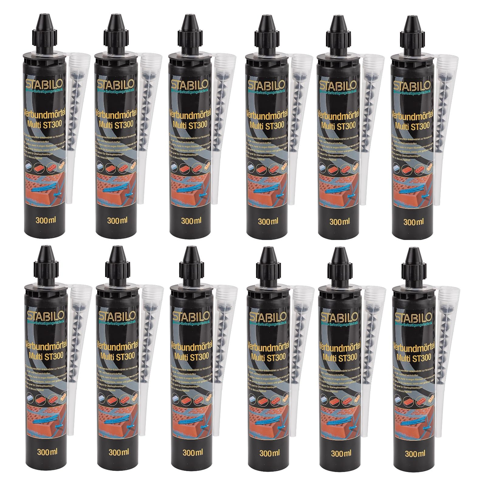 12x Verbundmörtel 300ml | Injektionsmörtel, Mörtel mit Option 7 & ETA-Zulassung | 12 Stück