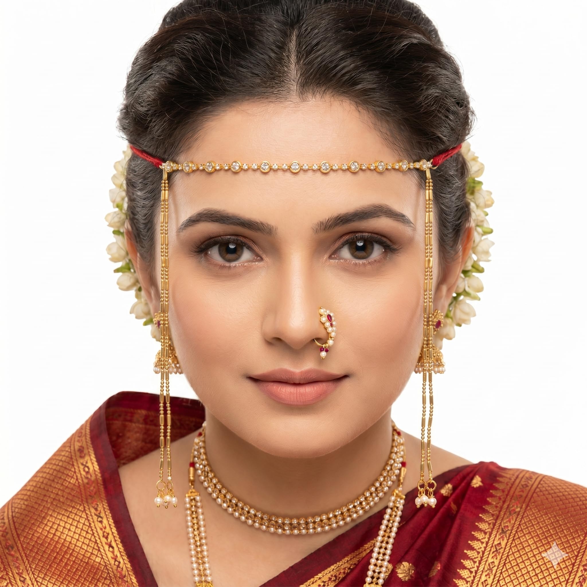 Mundavalya for wedding - golden Mundavalya for bride and groom- Mundavalya Latest mundavalya for wedding set of 2 Maharashtrian Mundavali | #मुंडावळ्या -Gold plated mundavalya for weddings-picture-17