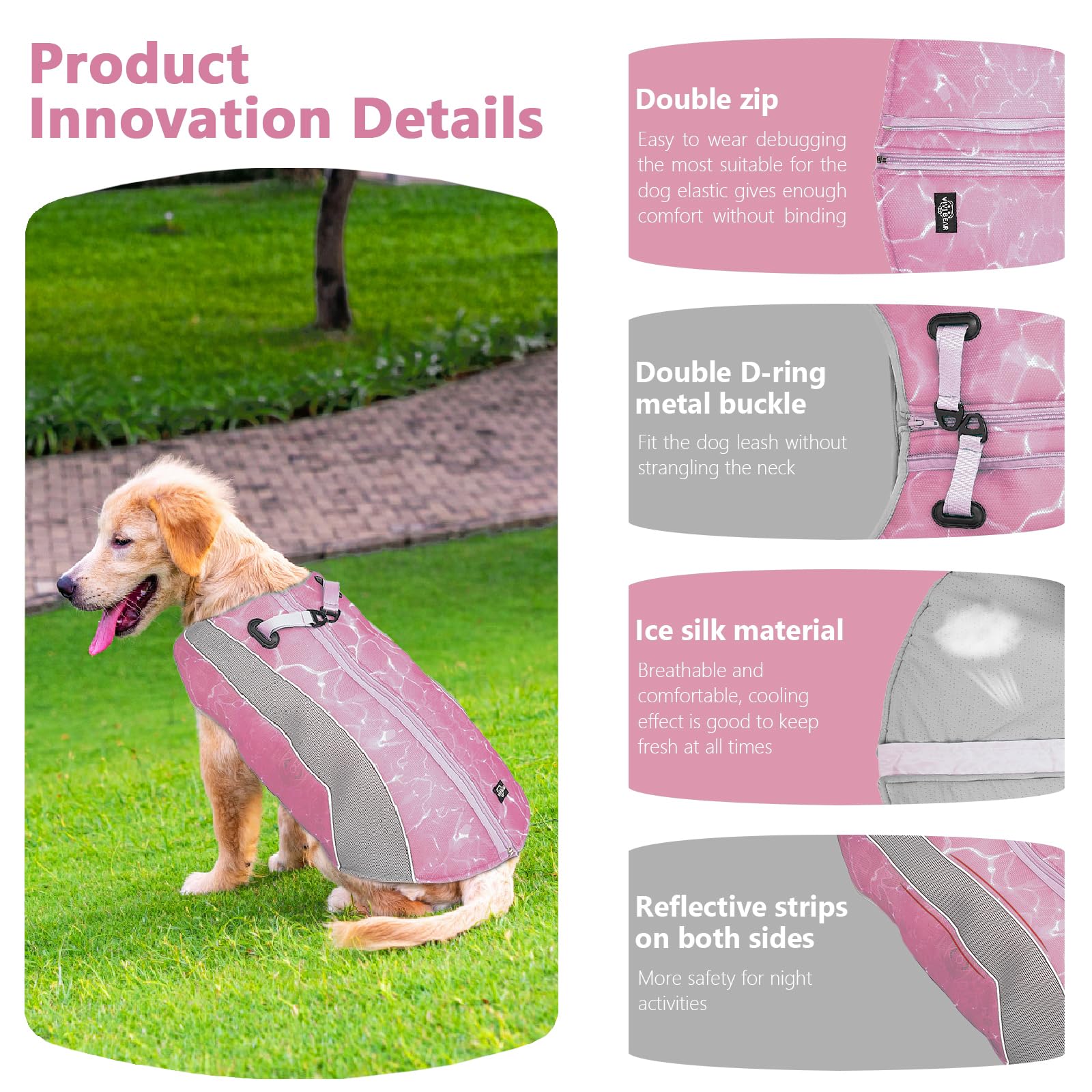 TOPSOSO Dog Cooling Vest Jacket with Double Adjustable Zippers and Buckle - Image 3
