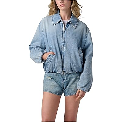 Blank NYC Bottomless Brunch Denim Bomber Jacket blue