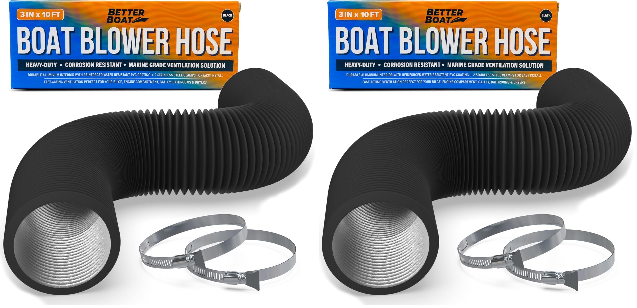 Boat Blower Hose, 3 Inch Marine Exhaust Hose, 10 Ft Flexible PVC Duct