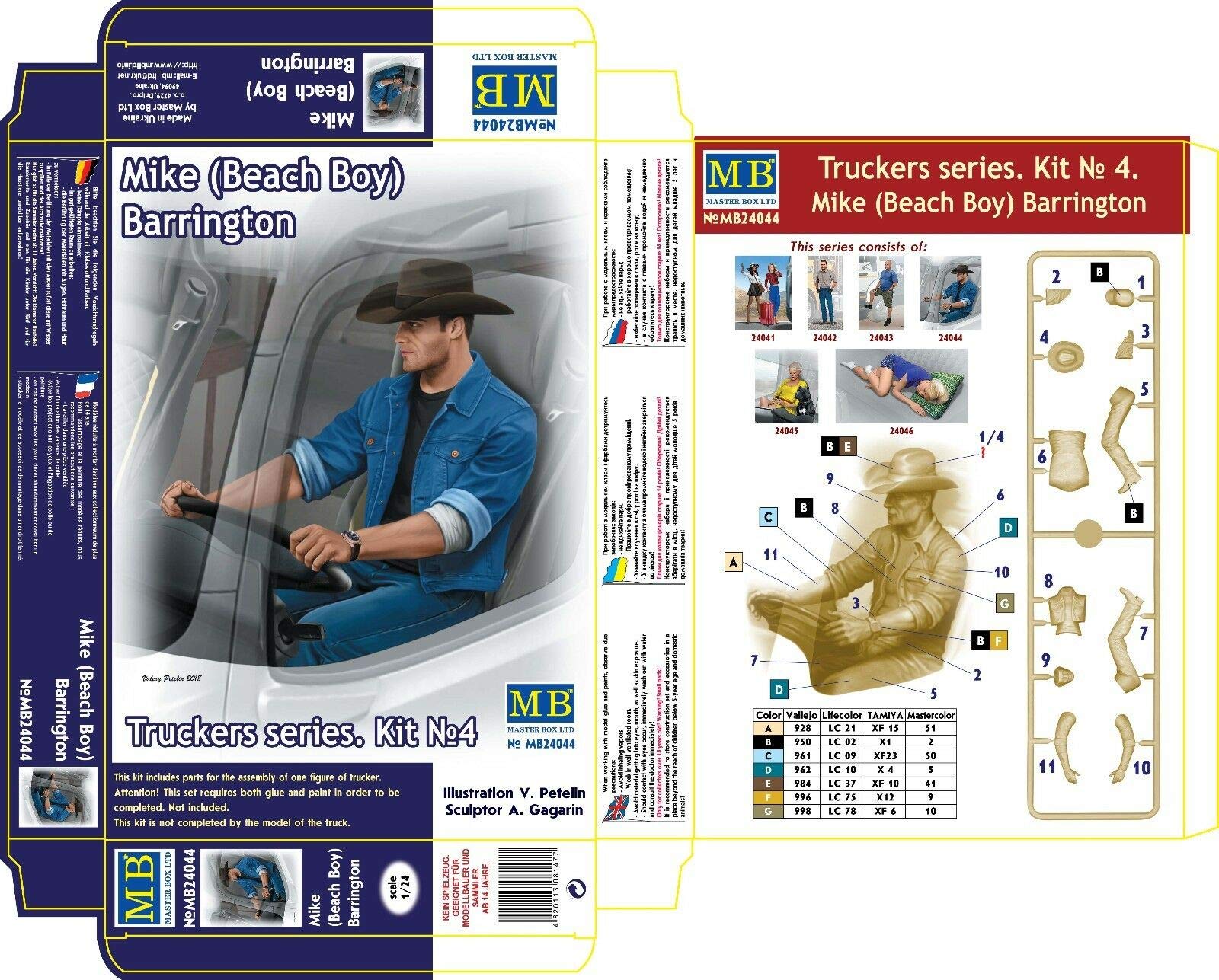 Masterbox Modellbausatz 24044 – 1:24 Trucker-Serie Mike Barrington, Detailliert, Kleber Nötig