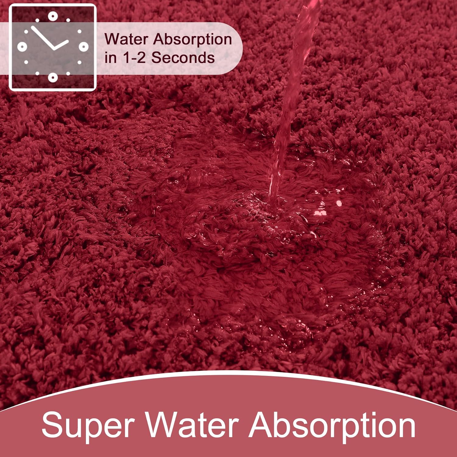 AROGAN Luxury Long Bathroom Runner Rug, 24x60 Inch Thick Soft and Absorbent Microfiber Non Slip Bath Mat, Rubber Backing Christmas Bath Rugs Carpets, Washable Plush Mats for Shower Floor, Red - Image 4