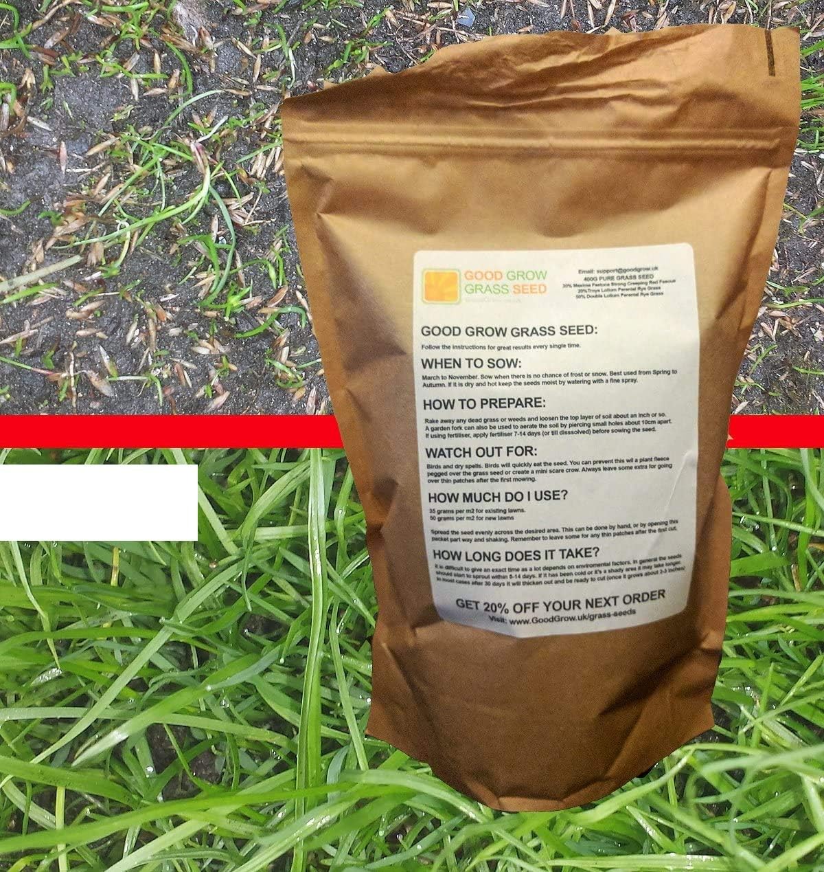 Hard Wearing Grass Seed. Fast Growing, Premium Grass Seed. Tough & UK Tailored for Lush Green Lawns in Sun or Shade. Quality Grass Seed