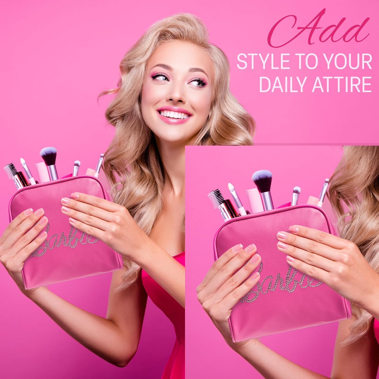 Get Trend Barbie Toiletry Bags Set of 3, Zipped Wash Bag and Cosmetic Bag Holiday Essentials