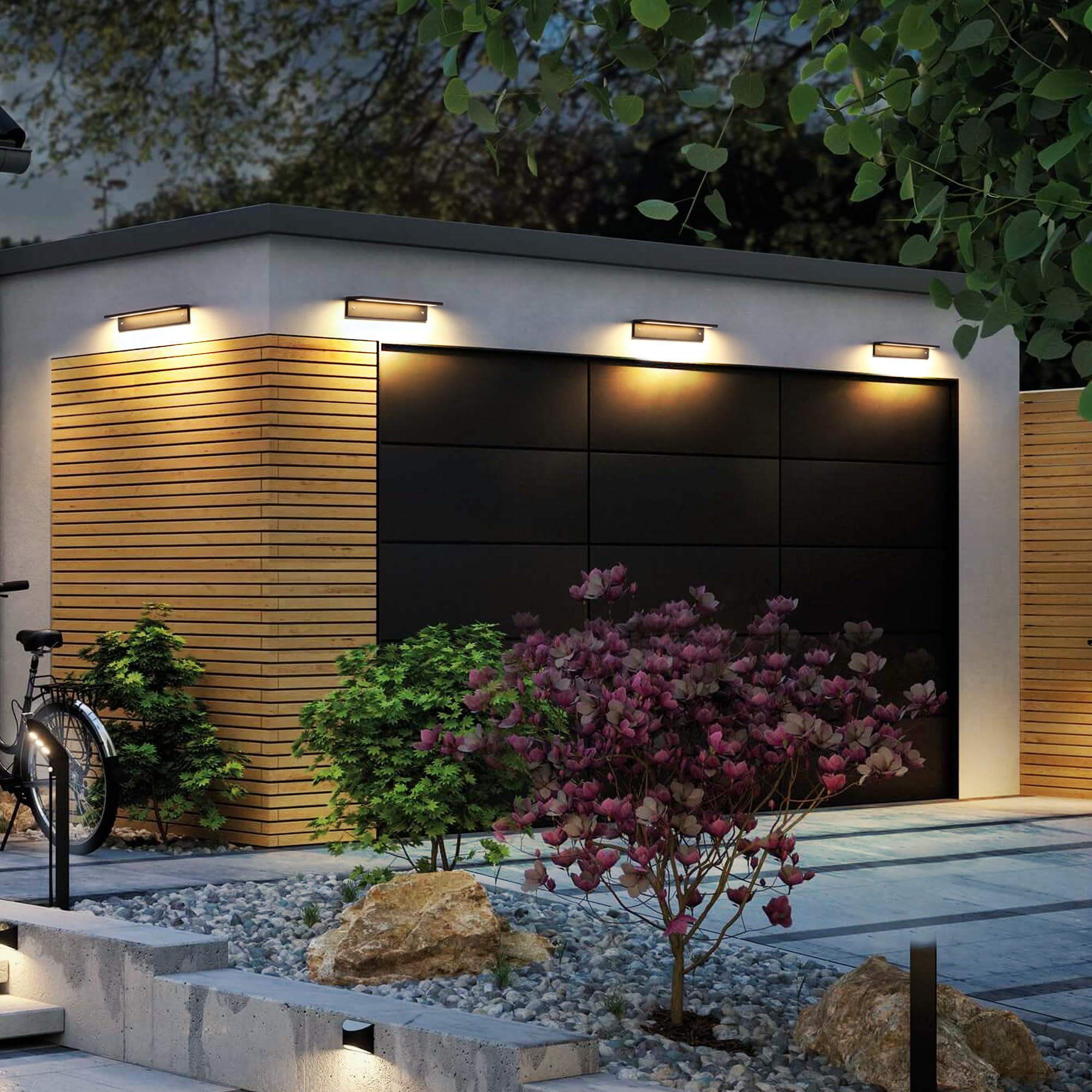 LED Außenwandleuchte Hausnummernleuchte 12W 1200LM,Moderne Außenlampe Wand IP54 Wasserdicht, Aluminium Wandlampe Außen Warmweiß 3000K,Außenbeleuchtung für Haustür Garten Eingang,Lampenlänge 320MM