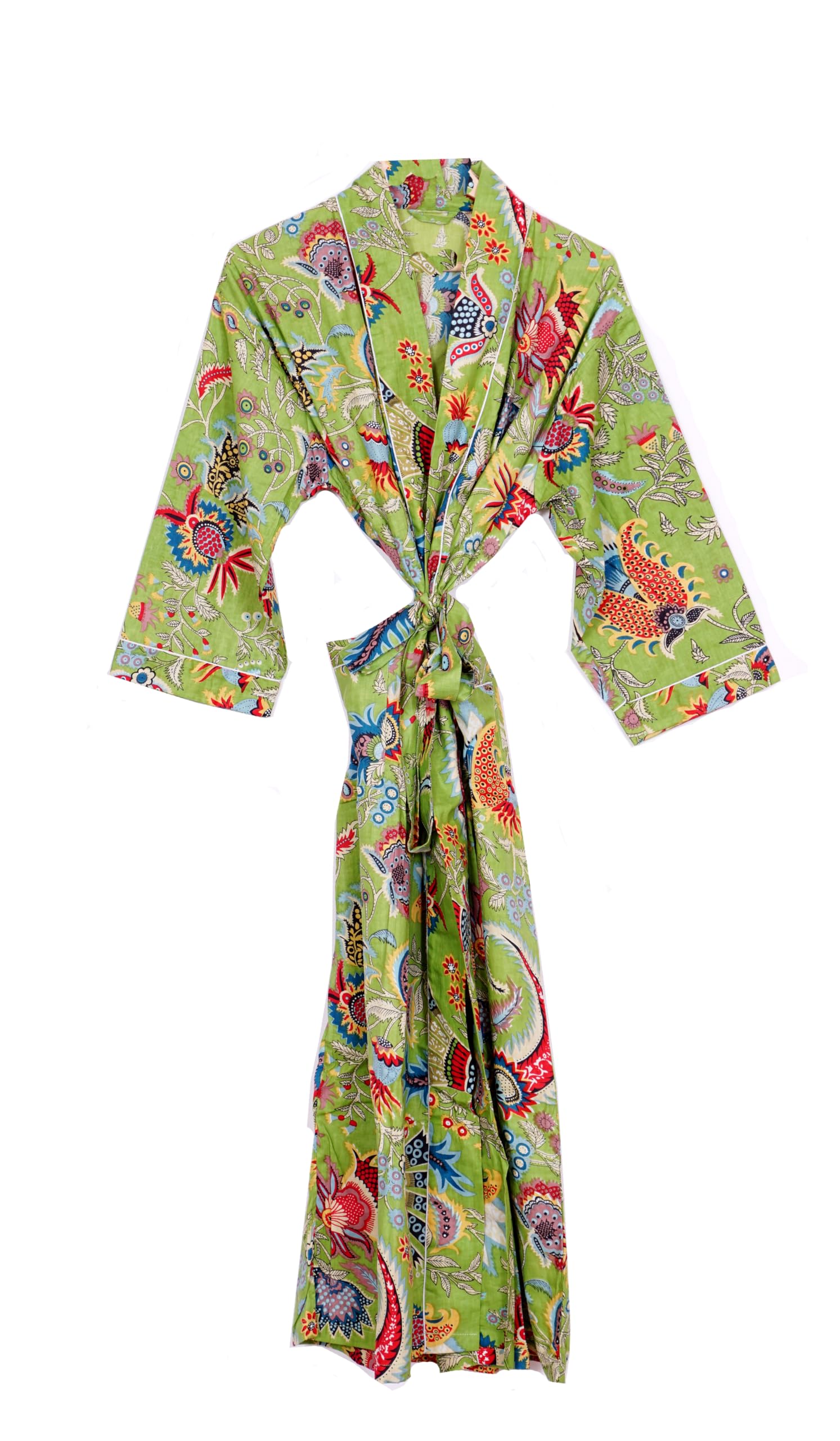 Pure 100% Cotton Robe For Womens Bathrobe Dressing Gown Long sleepwear Free Size Kimono